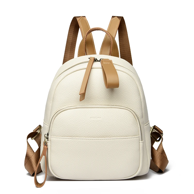 

2025 Solid Color Small Ladies Backpack Luxury Designer High Quality Soft Leather Women Bag Fashion Travel Backbag Bags Mochila