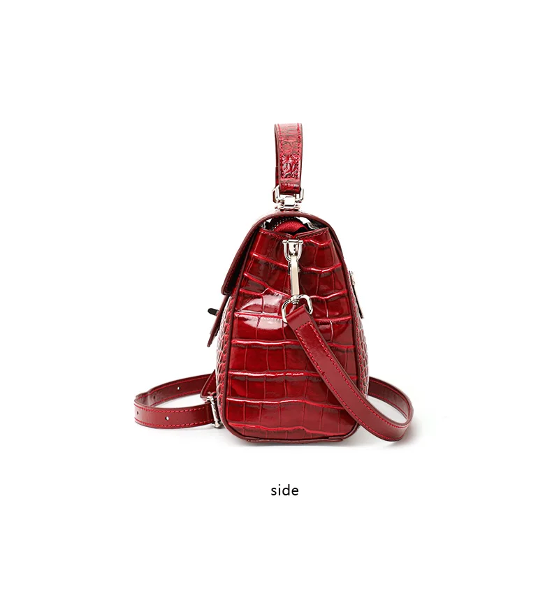 Damen-Handtasche aus Leder mit Krokodilmuster, Henkeltasche mit Schloss, Damen-Umhängetasche für Arbeit und Alltag – Detail 10