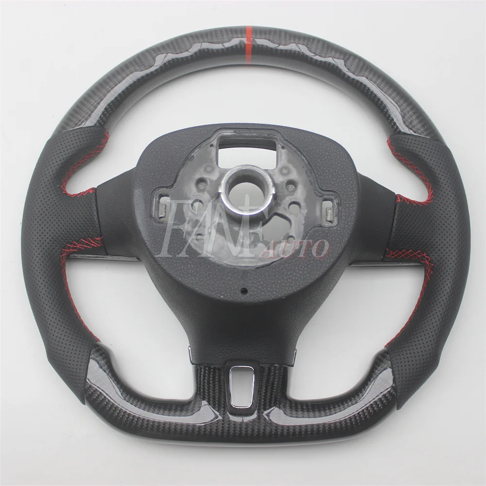 Replacement Real Carbon Fiber Steering Wheel with Leather for VW Volkswagen Golf 6 Jetta Mk6 Passat B7 CC Bora