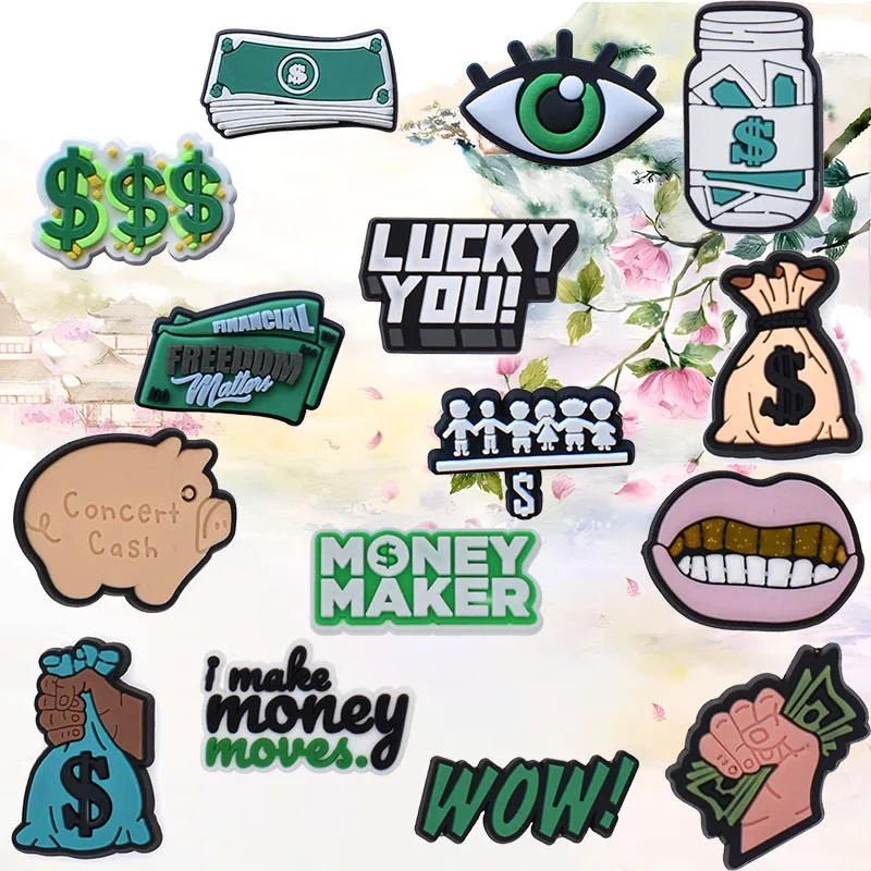 รองเท้า Charms สําหรับ Crocs อุปกรณ์เสริม Dollar กระเป๋ารองเท้า Charm สําหรับ Croc ตกแต่ง Pins ผู้ชายอุปกรณ์เสริมกางเกงยีนส์ผู้หญิง Clogs คลิป