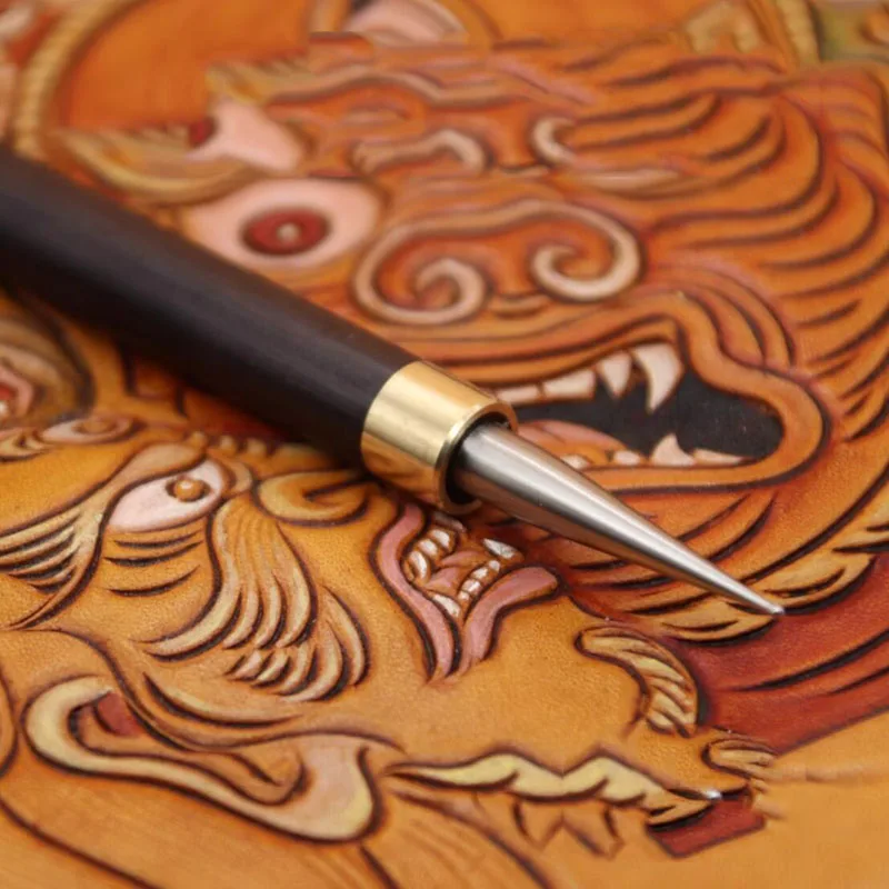 ไม้จับหนังแกะสลักสแตนเลสสายตําแหน่งปากกา DIY หนัง CRAFT Scriber แกะสลักเครื่องหมายเครื่องมือ