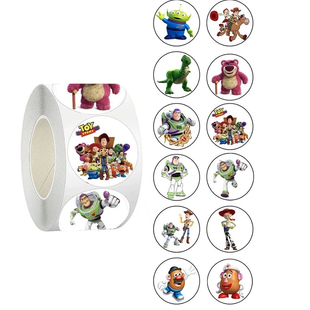 

500pcs/Roll Disney Cute Toy Story Anime Stickers Funny Cartoon Seal Label Decals DIY Laptop Phone Children's Reward Sticker Gift