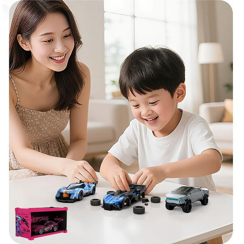 

Rose Pink Supercar Camper Truck T1 Building Kit PB 1087X Premium Vehicle Model with Display Box for Kid Holiday Gifts Room Decor