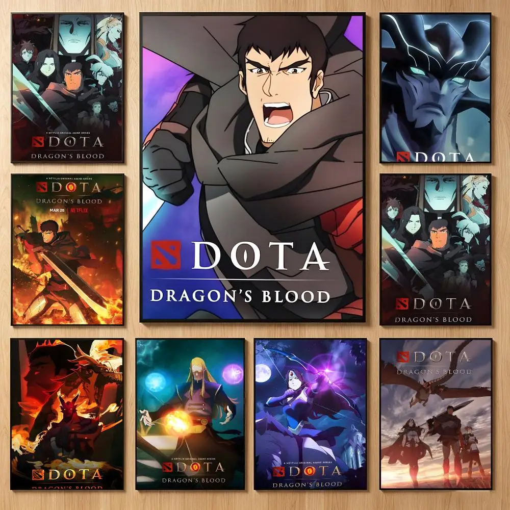 Fantasy Animation Series D-Dota Dragons Blood Poster Classic Self-Adhesive PP Wall Sticker for Living Room Bar Decor Gift
