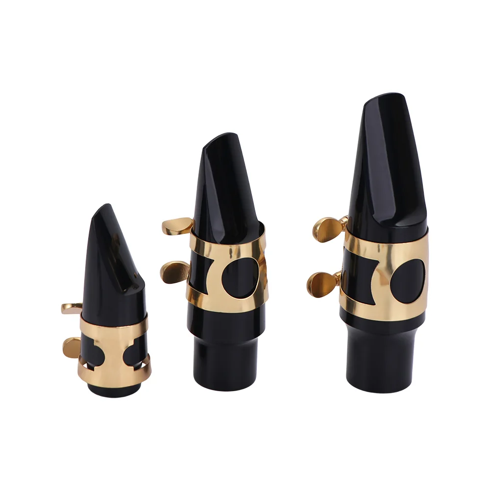 Alto/Tenor/Soprano Saxophone Mouthpiece Metal Buckle Dental Pad Sax Instrument Set Tube Head with Cap Clarinet Mouthpiece