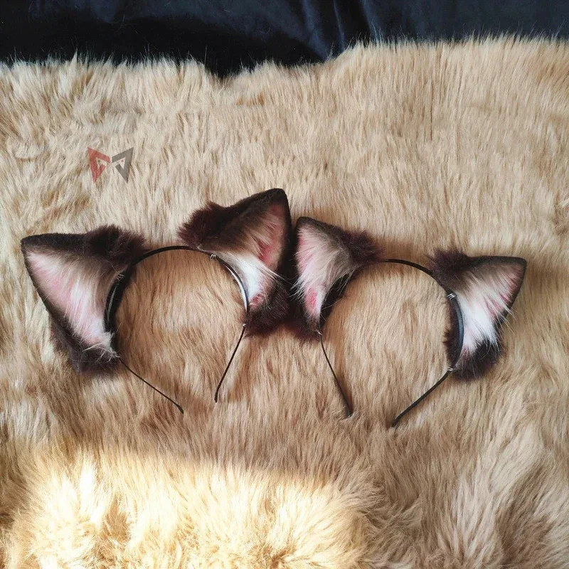 QQ 123 ใหม่หูแมวแรกลันผมห่วงหางสีน้ำตาลเครื่องแต่งกายอุปกรณ์เสริมสำหรับปาร์ตี้เกมคอสเพลย์