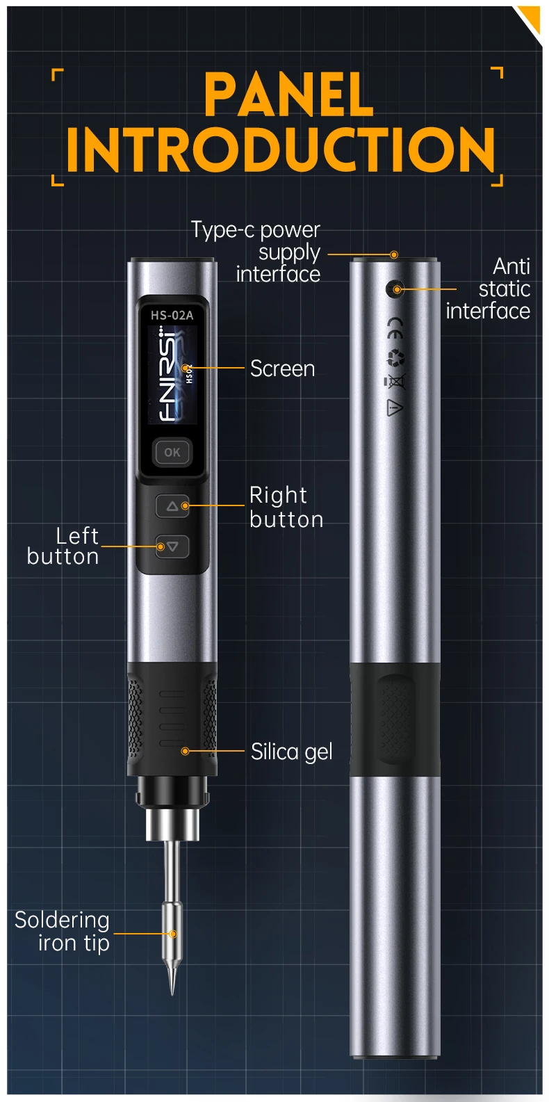 FNIRSI HS-02 Smart Electric Soldering Iron PD 100W Adjustable Constant Temperature Fast Heat Portable Soldering Iron Station Kit