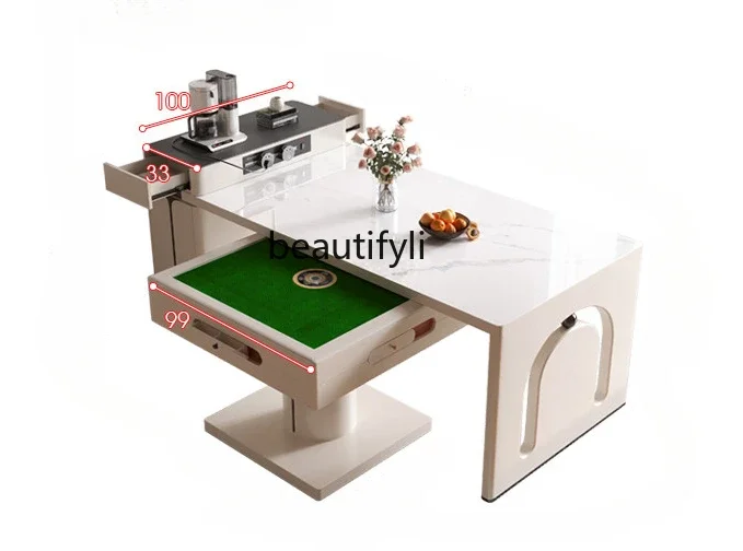 

Modern Stone Plate Living Room Retractable Kitchen Island Dining Table Mahjong Table Double-Use Automatic Mahjong Machine