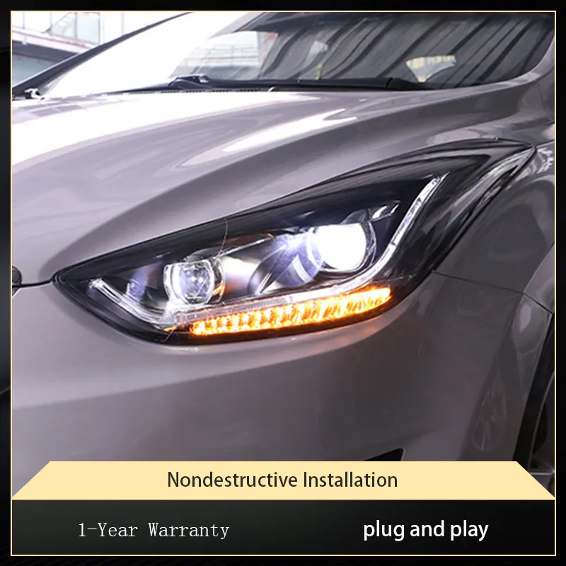 

Car Lights For Hyundai Elantra 2012 2013 2014 2015 2016 2017 LED Headlights Assembly Upgrade Projector Lens Lamp Accessories
