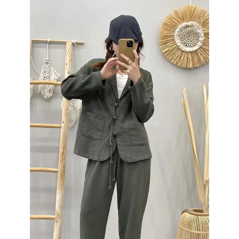 

Slim Casual Top Spring Women's Clothing Temperament Versatile Retro Buttoned Long-sleeved Suit Jacket for Women Loose