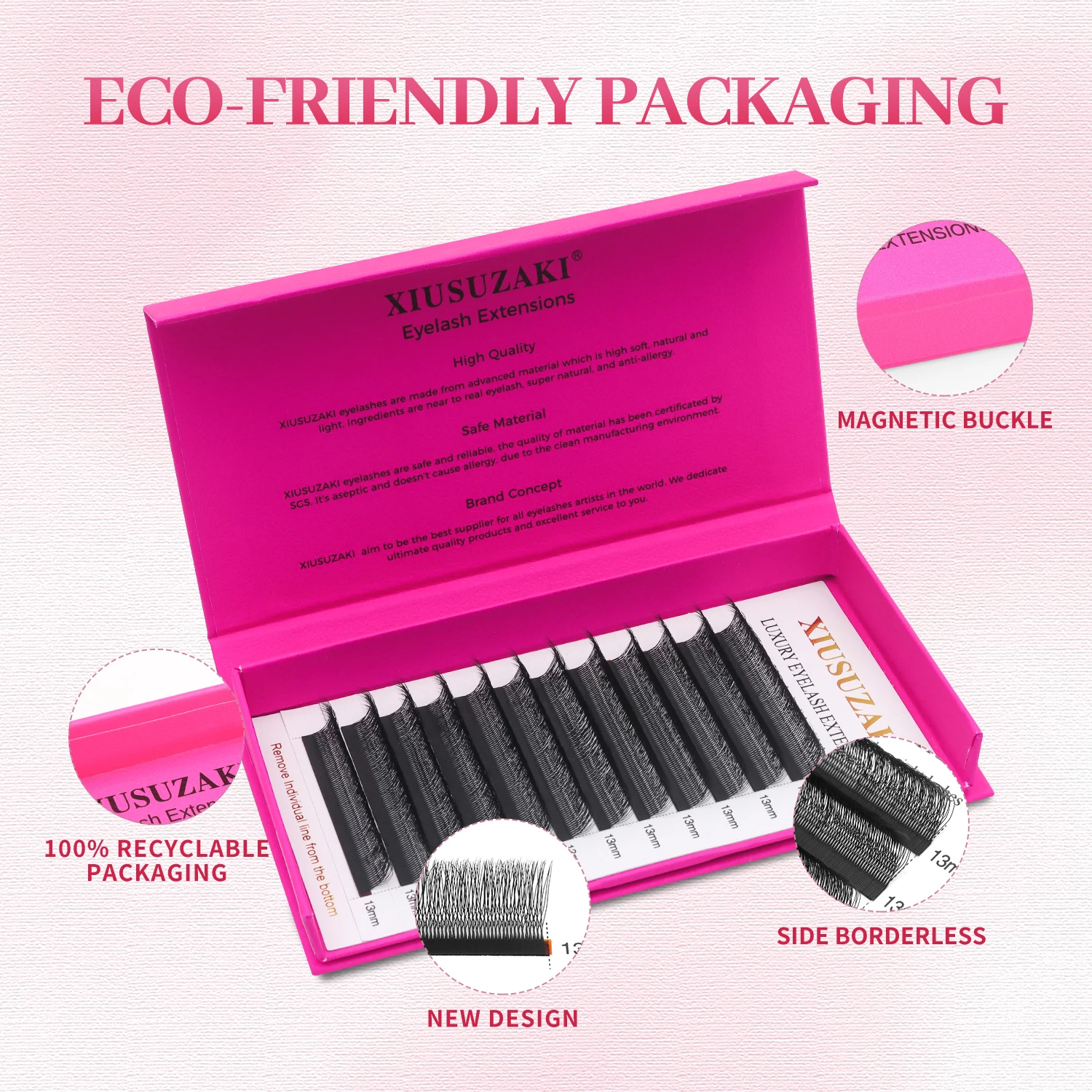 Xusuzaki em forma de u 4dw extensões de cílios preto fosco u 4dw cílios pré-fabricados fãs volume cílios postiços atacado fornecedores loja