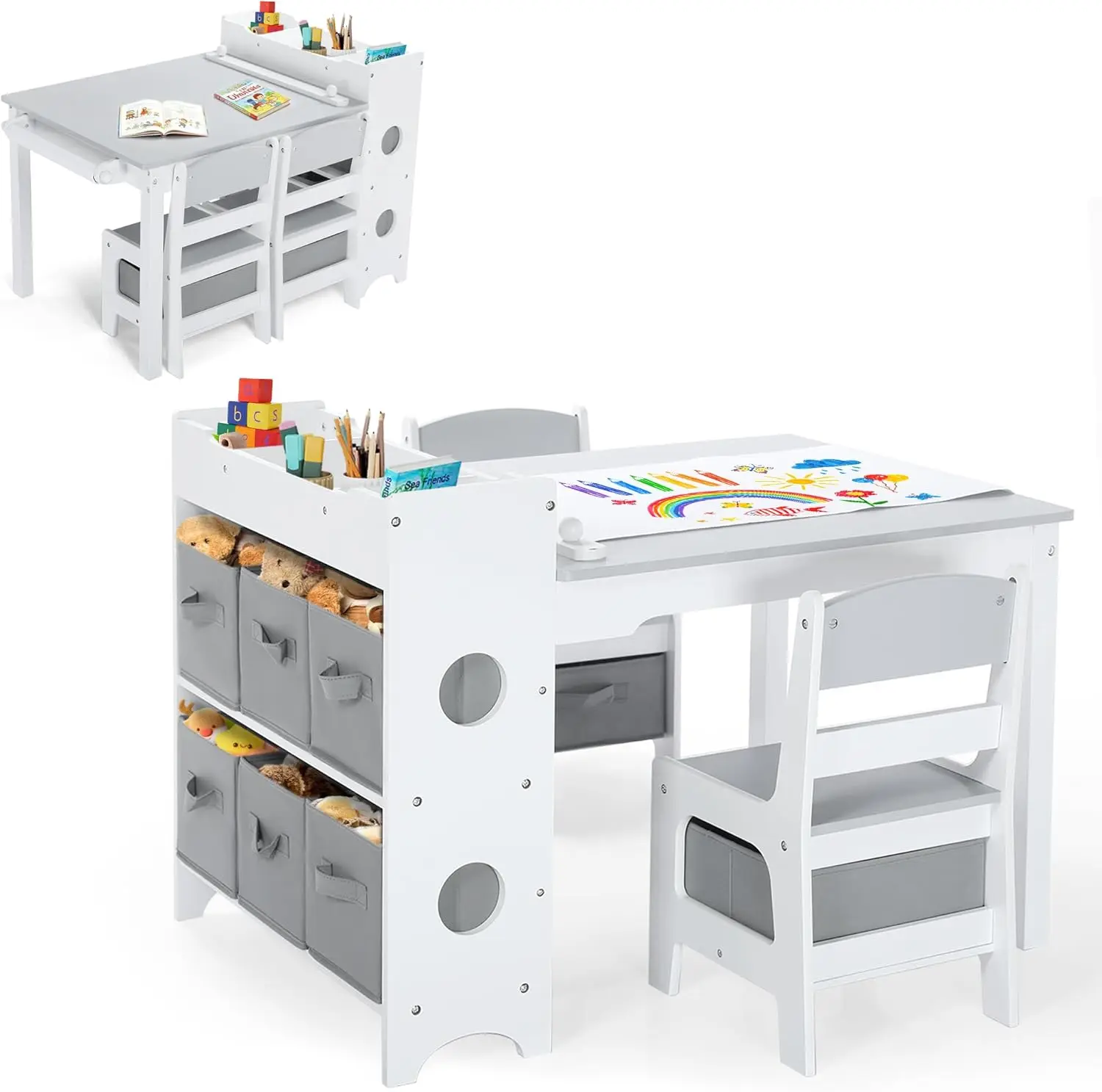 キッズアートテーブル&チェアセット、木製幼児用アクティビティ - Art And Craft For Nursery のレビューと価格