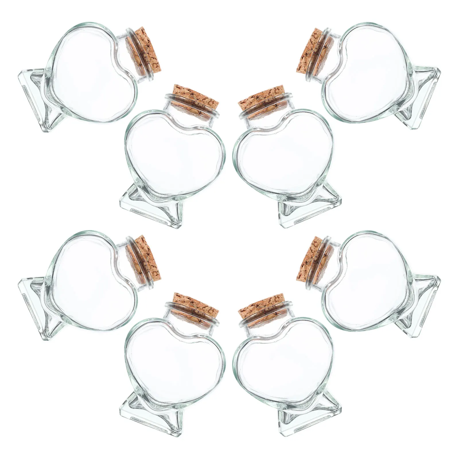 

8Pcs Mini Transparent Heart Shaped Glass Bottles 50Ml Clear Cork Lid Wishing Candy Containers Craft Small Vials with Corks