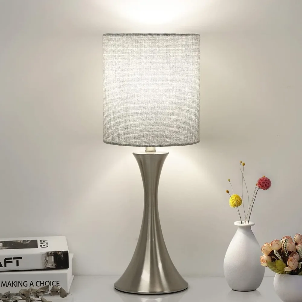Dimmable Touch Control Table Lamp with Metal Base for Bedroom, Living Room, Office - Includes LED Bulb