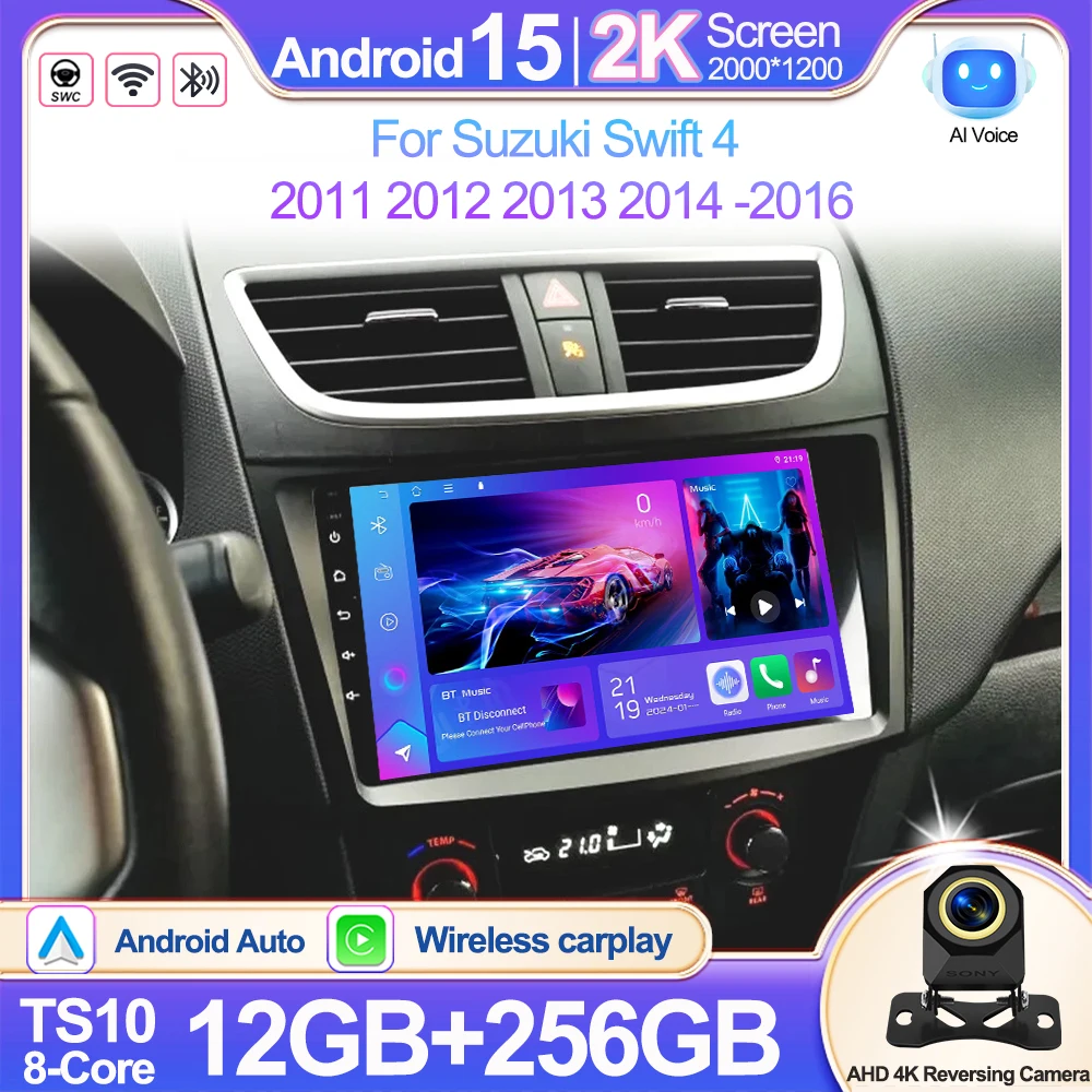 Radio para Auto Android 16 para Suzuki Swift 4 2011 2012 2013 2014 -2016, Reproductor Multimedia Inteligente, Reproductor de Video Estéreo, Carplay, GPS, DVD, 4G
