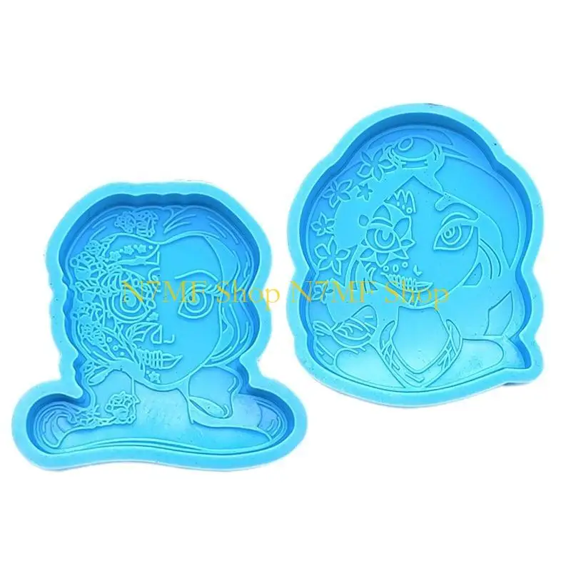 

N7MF Girl Badge Holder Stand Casting Molds for Handmade Crafts Stylish Girl Badge Shaped Mould Jewelry Making Supplies