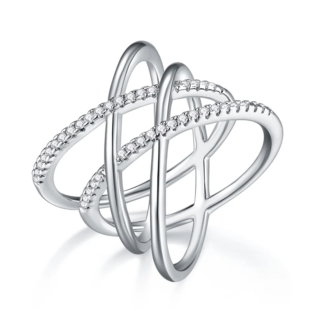 

Lycfn Infinite Crossover X-shaped Moissanite Fashion Ring 18K Gold Plated S925 Sterling Silver Timeless Design for Women Jewelry