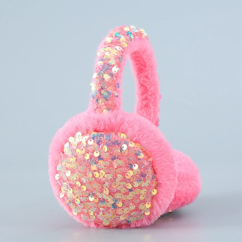 Winter Warm Earmuffs Lovely Women Girl Fur Winter Ear Muffs Earcap Glitter Sequin Earmuffs Headband Soft Fluffy Earcap