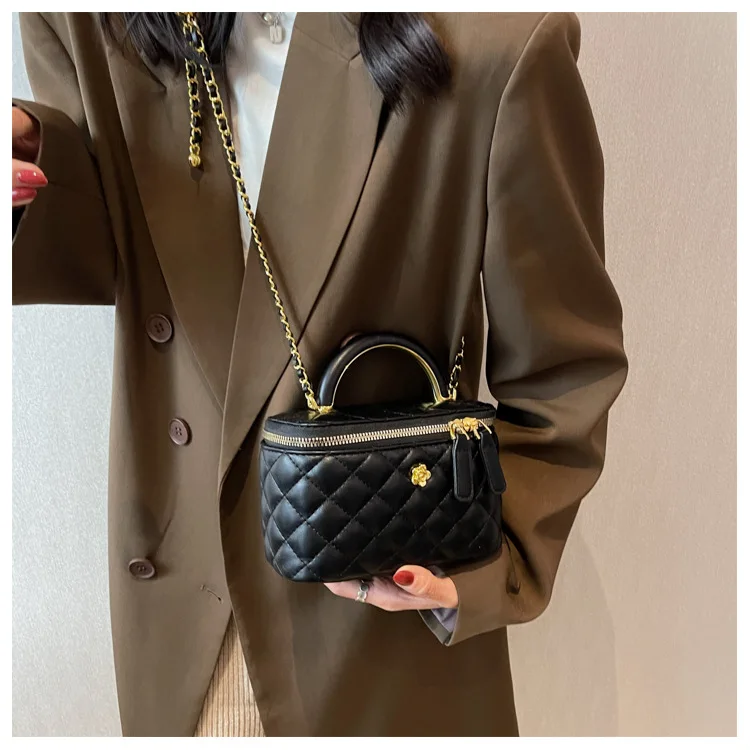 

2025 New Structured Square Bag Women - Quilted Chain Crossbody Purse, French Style Box Shoulder Bag for Casual & Daily Luxe