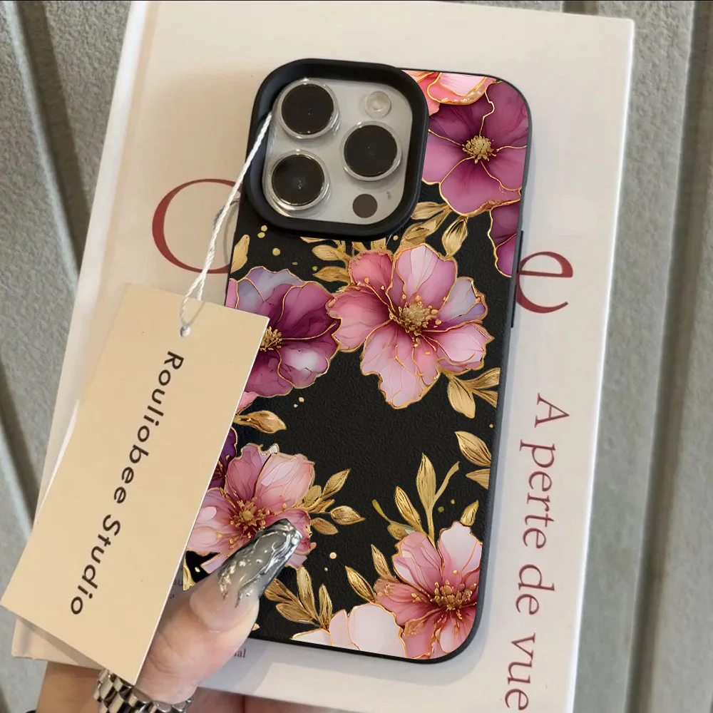 HOT Cool Flower Lotus Luxury Lichee leather pattern Phone Case For Samsung S26 S25 S24 S23 S22 S21 S20 S10 Plus FE Ultra 4G 5G