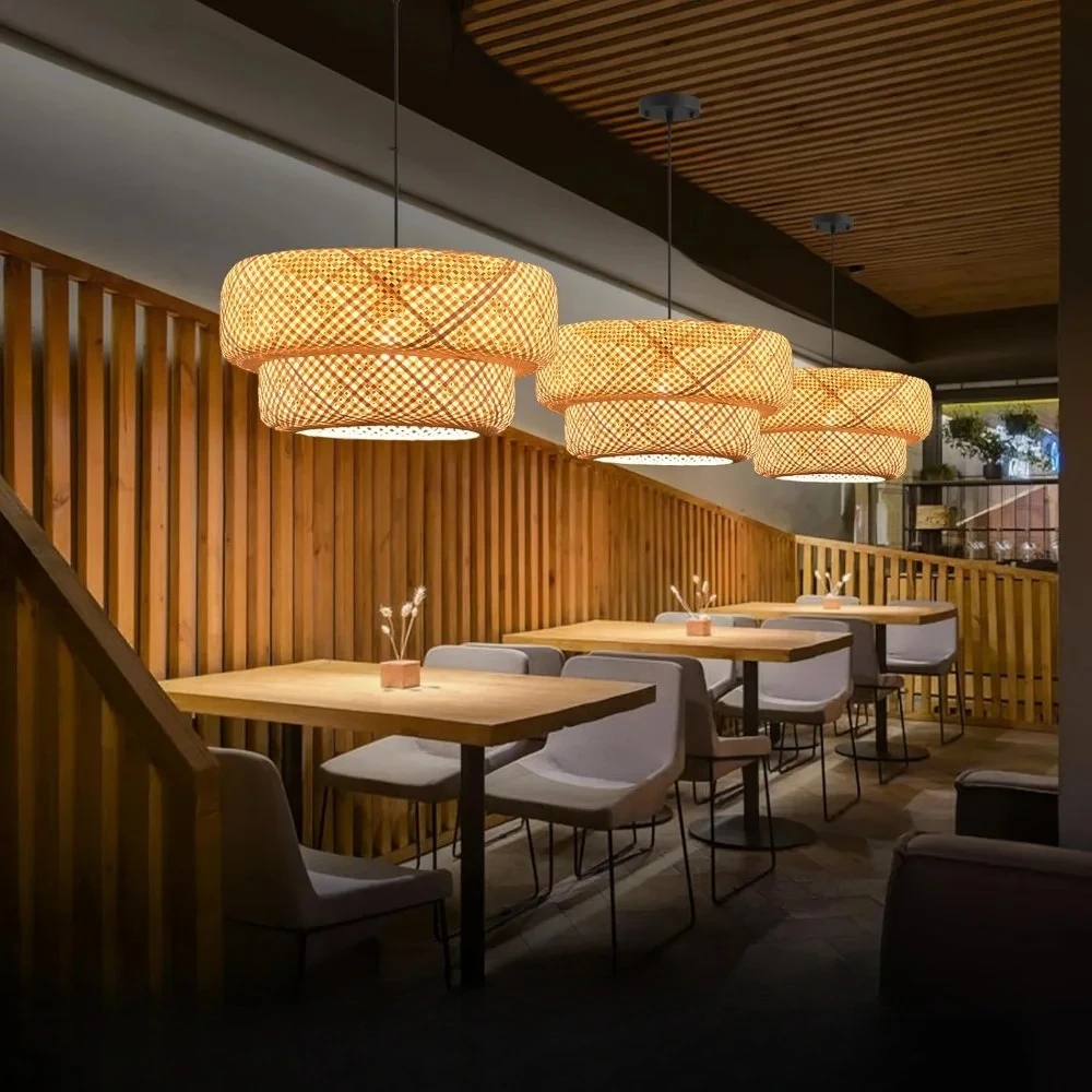 

JOYINLED Japanese Style Bamboo LED Chandelier 35/60CM Round Ceiling Hanging Light for Home Decor Indoor Lighting Fixture