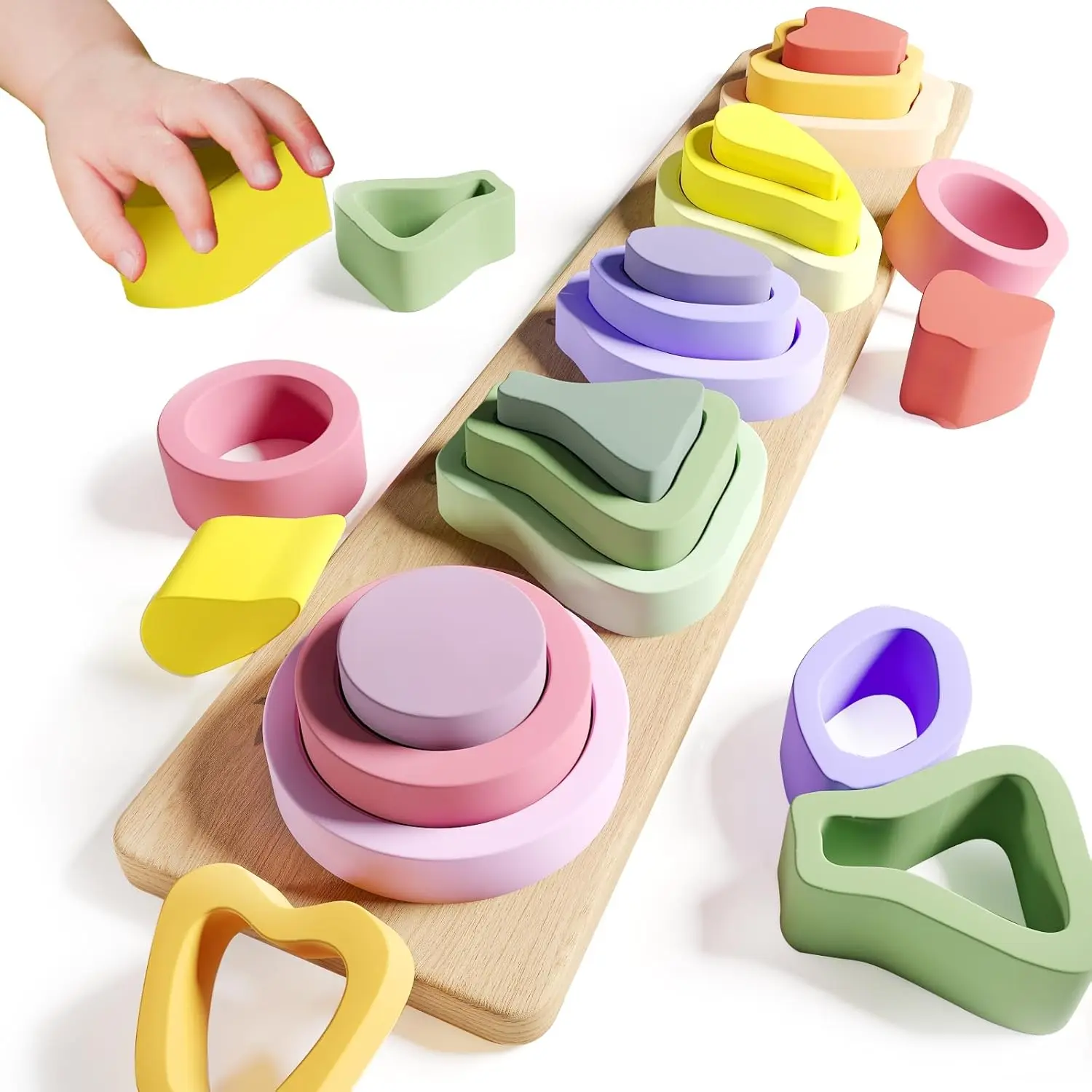 Jouets Montessori pour garçons et filles, jouets de tri et d'empilage en bois pour tout-petits, trieur de formes, empileur de couleurs, cadeaux pour enfants d'âge préscolaire