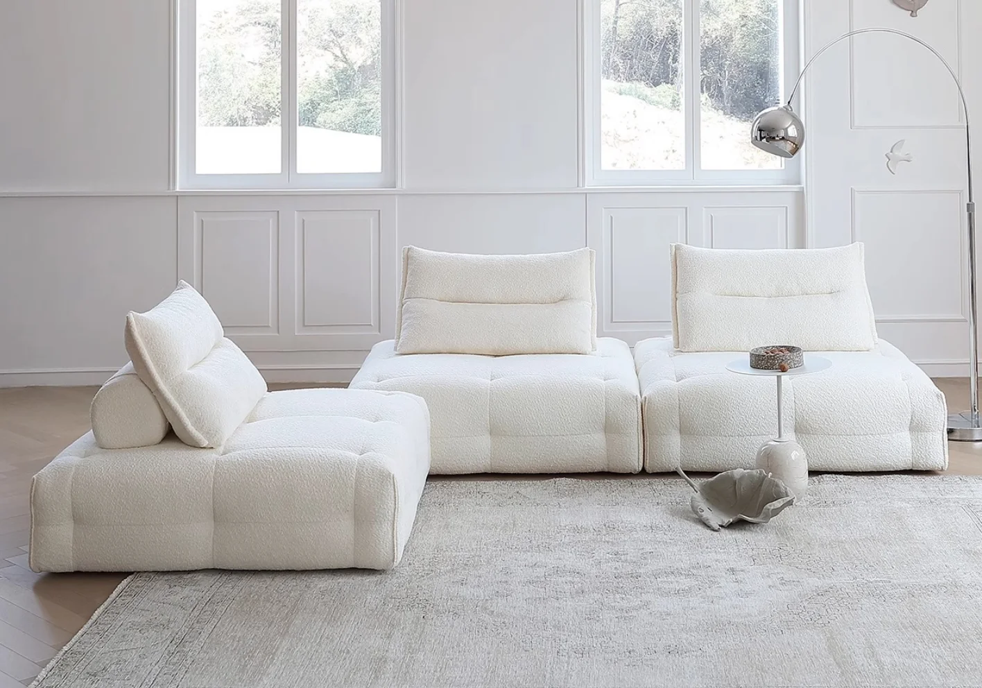

m Modern Gray 3-Seater Modular Sectional Sofa Set Scratch Resistant Pet-Friendly for Family Living Room Durable Sponge m