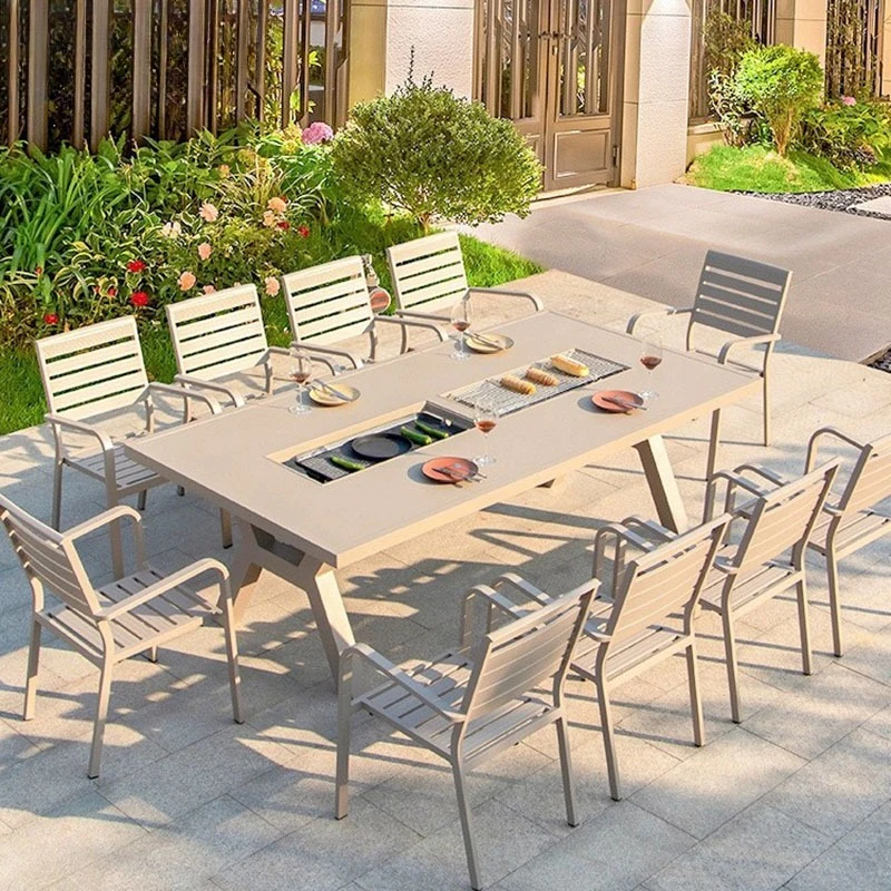 

Outdoor tables and chairs, electric carbon dual-purpose cast aluminum, household BBQ barbecue, outdoor courtyard, open-air