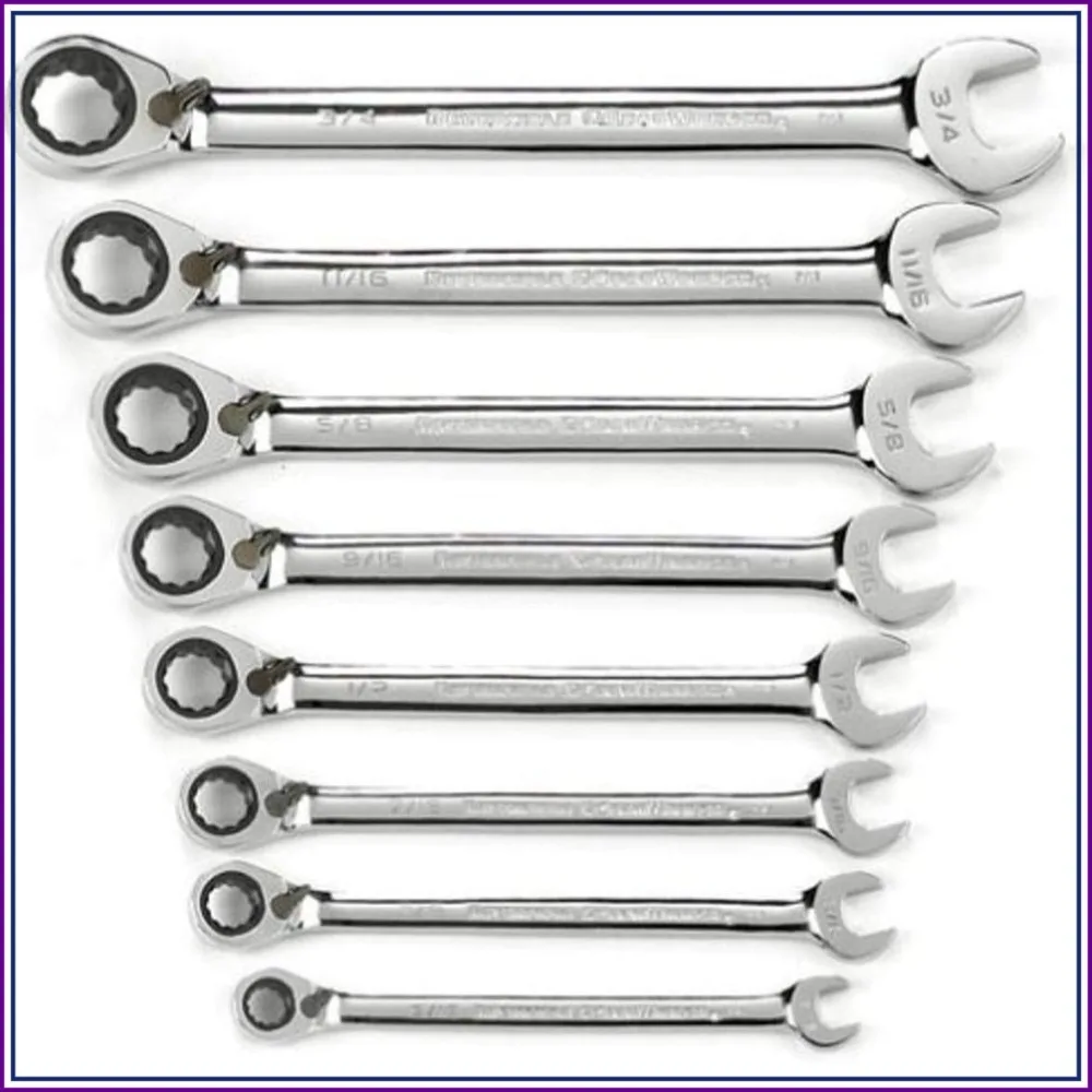 

8 Piece 72-Tooth 12 Point Reversible Ratcheting Combination SAE Wrench Set