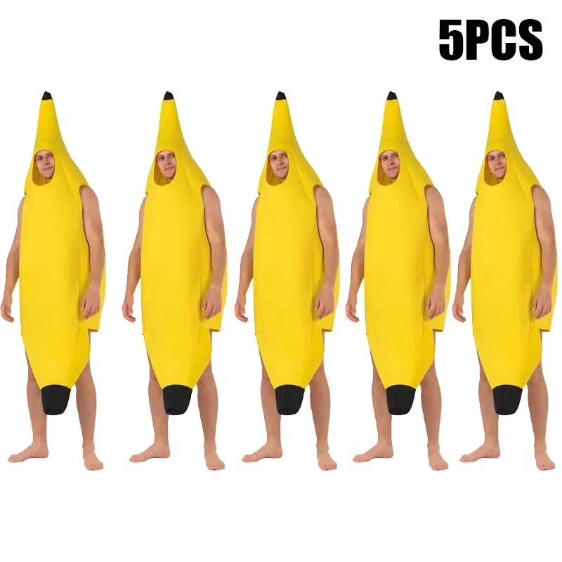 Kids Adult Funny Halloween Banana Costume Fruit Outfit Stage Performance Clothes Parent Child Matching Kindergarten Role Play view 3