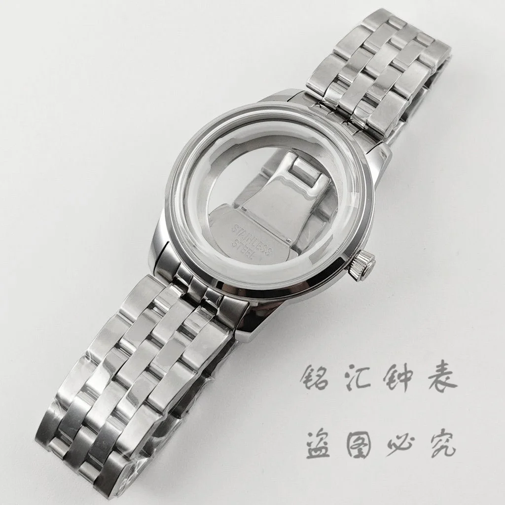 NH35 40MM Cocktails Gehäuse Edelstahl Armband S Krone Bogen Glas Silber Uhrengehäuse Geeignet für NH35 4R35 NH38 4R38 Uhrwerk