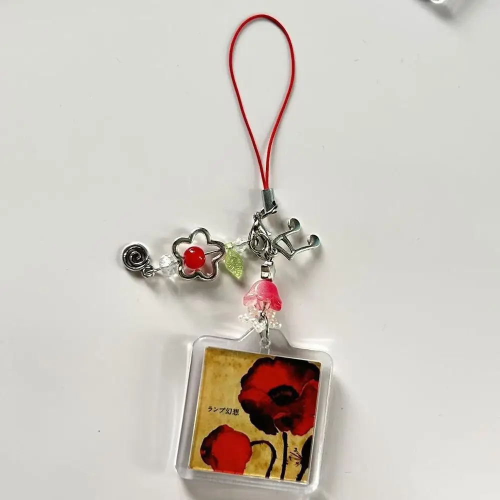 Acrylic Frame Album Beaded Keychain 2000s Style Y2k Lanyard Phone Lanyard Strap Trendy Keyring Lamp Album Pandant Phone Charm