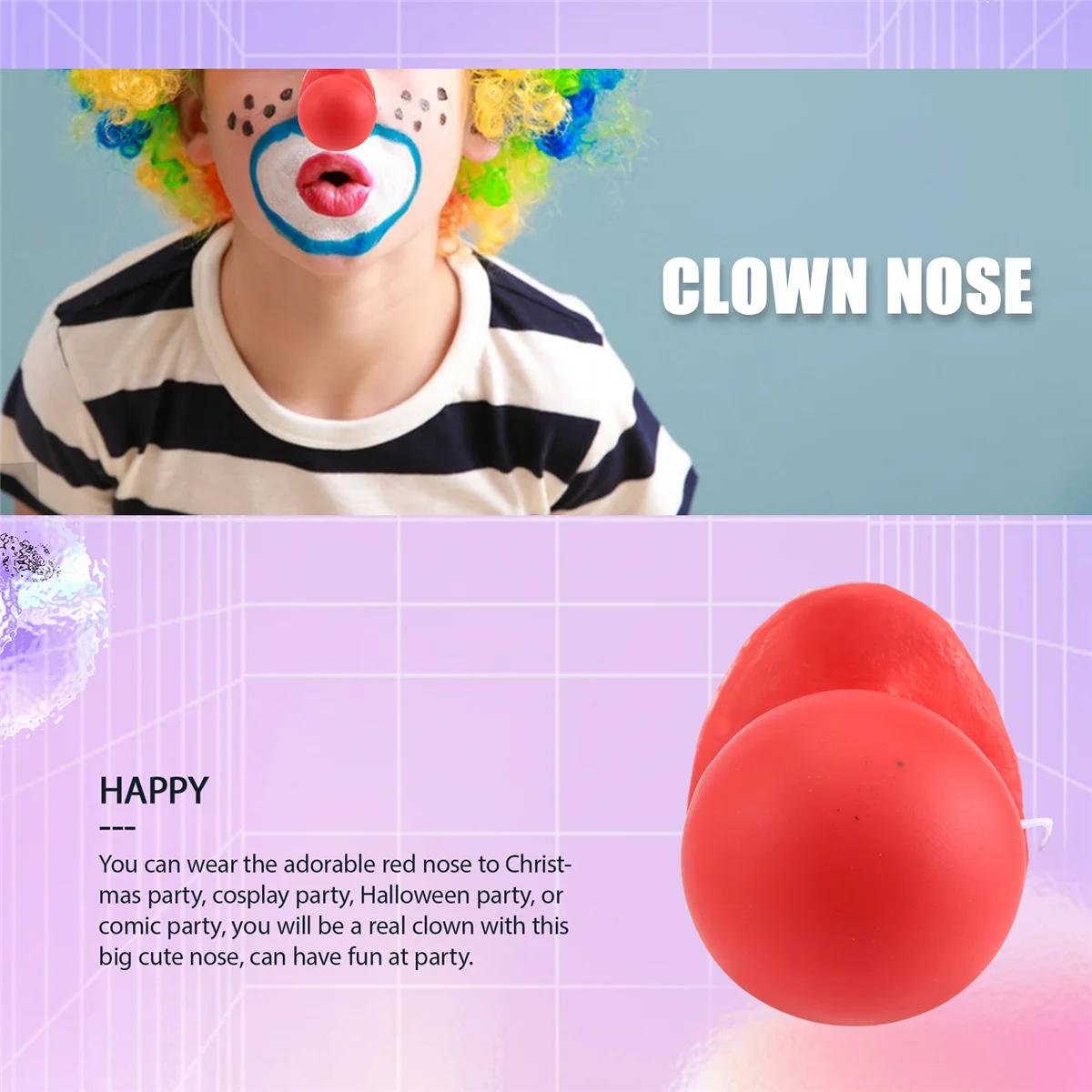 3Pcs Red Clown Nose Honking Squeaking Clown Nose with Elastic Rope for Adults Halloween Cosplay Costume AccessoriesT99C