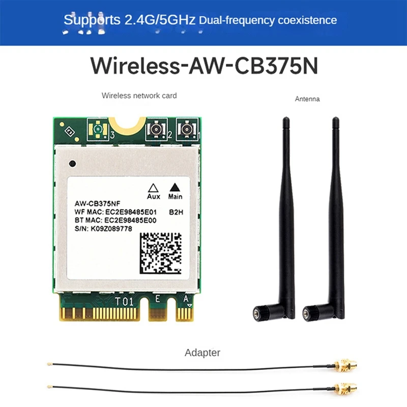 Imagem -05 - Dual Band Wireless Network Card Adaptadores Waveshare Wifi5 Geração Módulo sem Fio Aw-cb375nf 2.4g 5ghz