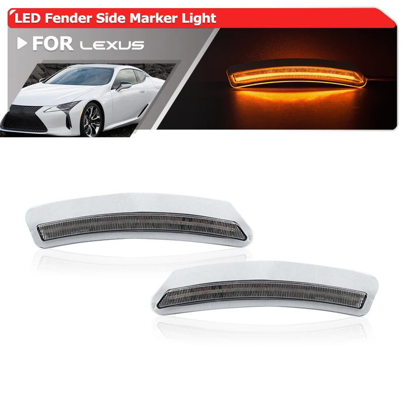 

2x For Lexus LC500 LC500h 2018 2019 2020 2021 2022 Front Amber Led Fender Flare Side Marker Lights OEM: 81710-11010 81720-11010