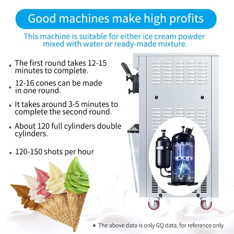 Electric 220/110  V Soft Ice Cream Machines 25-28 L/H Capacity 3 Different Flavors Freezer Hard Mixing Ice Cream Making Machine