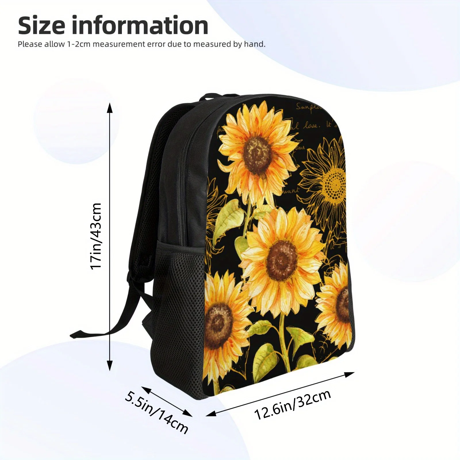 Mochila ligera de girasol de gran capacidad, bolsa para portátil espaciosa para la escuela, trabajo, negocios, viajes y Deportes