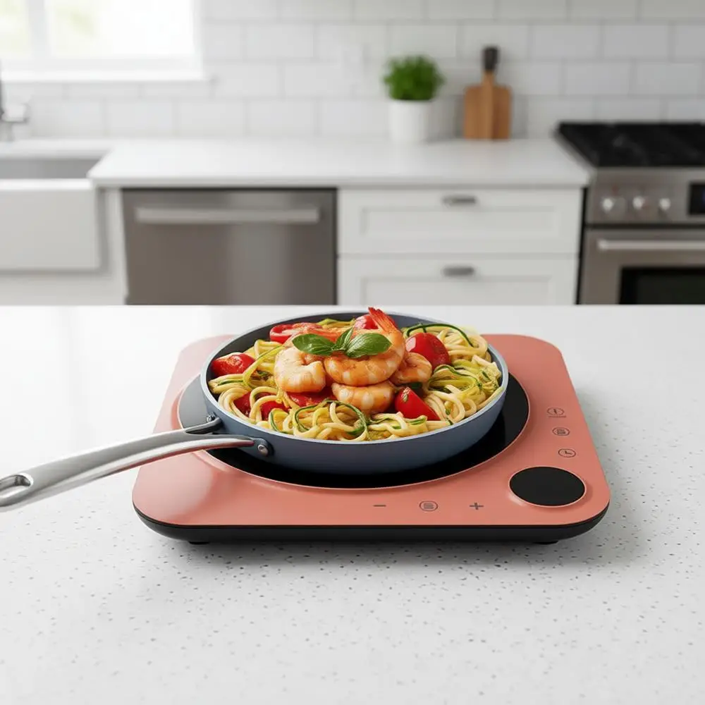 

Portable Induction Cooktop, Slim Single Electric Countertop Burner with Sensor Touch and Digital Time, Orange