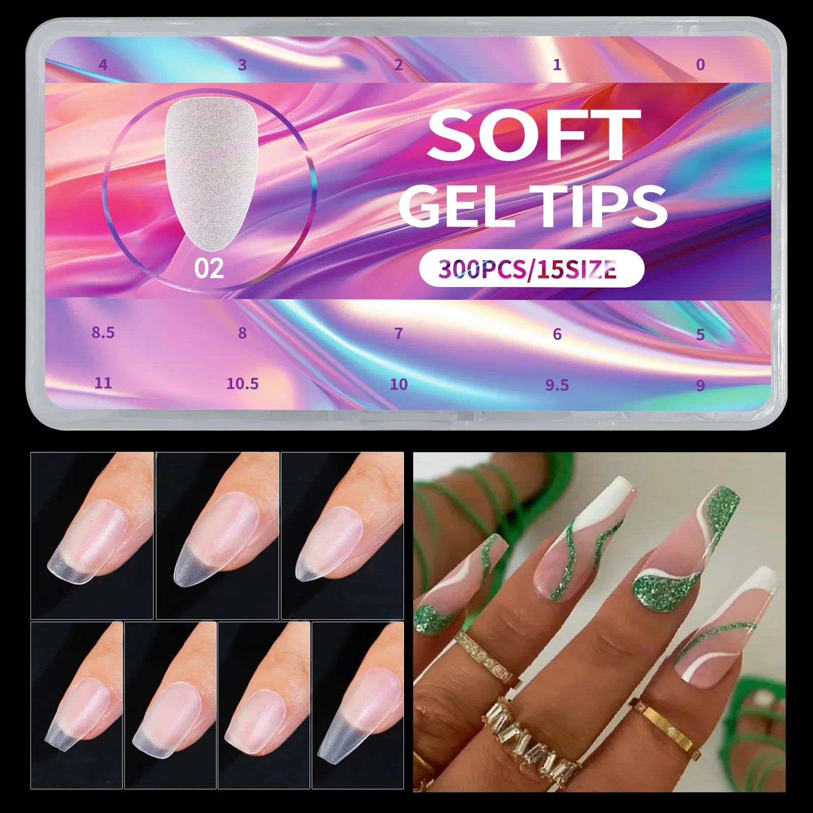 

New 300pcs Matte Fake Nails NO Polishing Press on False Nails Medium Short Design High Matt Soft Gel Nail Tips for Extension