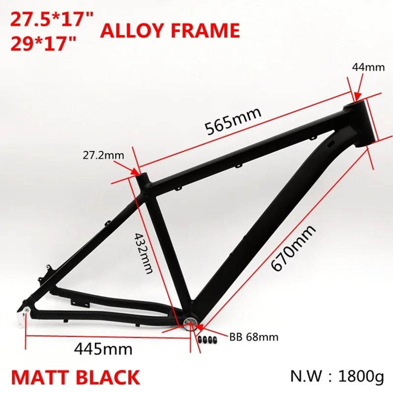 Aluminum Alloy Mountain Bike Frame, Internal Wiring, Disc Brake, B Post, Mounting Seat, 27.5 Inch, 29 Inch