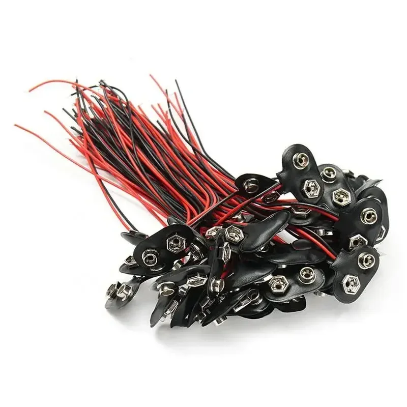 300pcs/lot 9V Battery Snap Connector Wire Cable Adapter Holder T Style 15cm Experimental  Power  Connectors Terminals