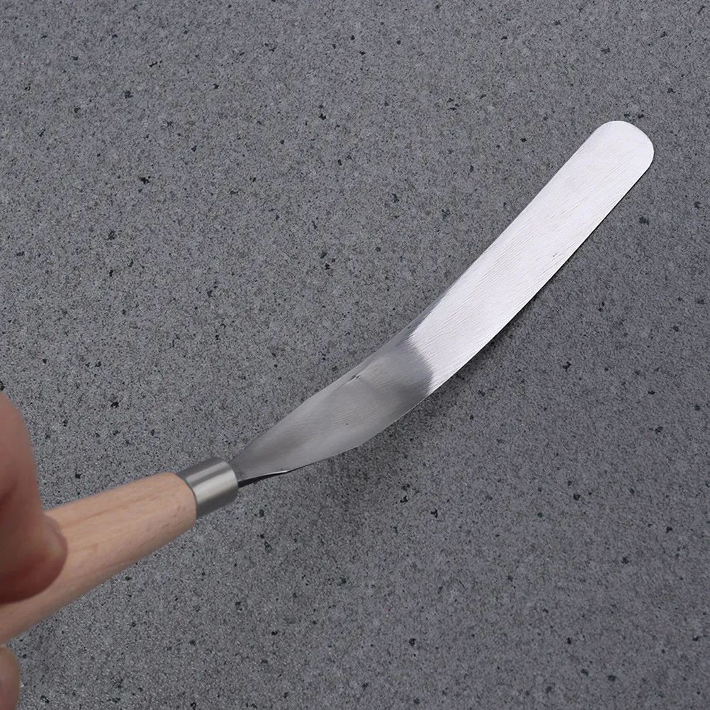 2Pcs Art Scraper Set for Oil Painting Stainless Steel Blades Wooden Handles Pigment Blending Tool Creative Hobbyists Painting