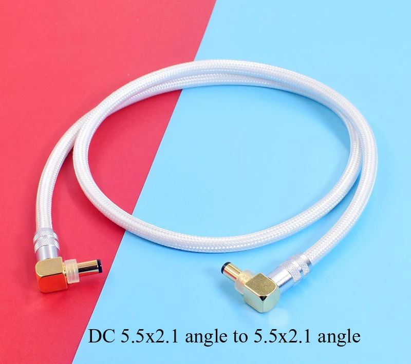 HIFI Gold Silver Palladium Alloy DC 5.5x2.5 Male To 5.5x2.1 GX16 2Pin Type C USB 90 Degree Right Angle Straight Cable HI-END