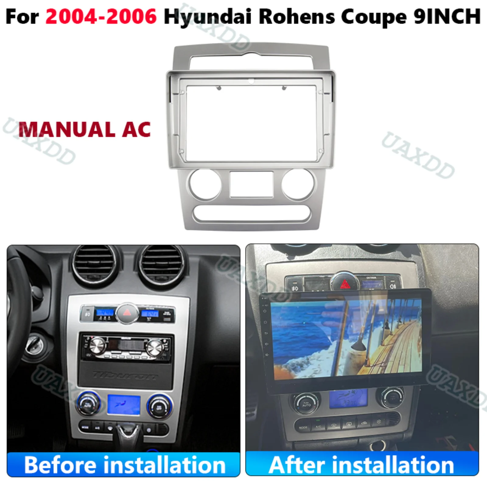 For HYUNDAI 2004-2006 ROHENS COUPE 9INCH Car Radio Android Stereo Audio Screen Multimedia Video Player Navigation Harness Frame