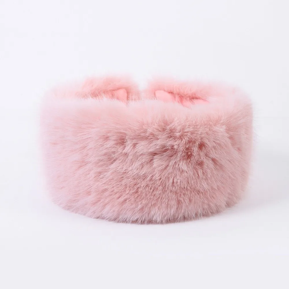 

Fashion Faux Fur Empty Hat Soft Thicken Travel Brimless Hat Ear Protection Winter Warm Headband Cover
