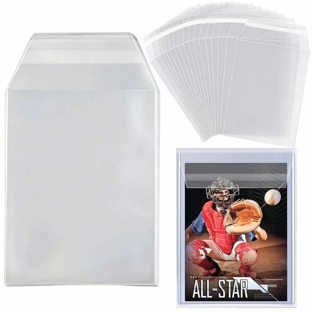 200Pcs Resealable Clear Penny Card Sleeves Dust Anti Scratch Fit 35PT-75PT Toploader Holder For TCG Sports Trading Card Storage