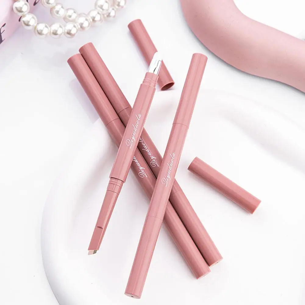 Penna per baco da seta per occhi a 2 colori Trucco per occhi naturale 3D a 2 teste Illumina le ombre Marrone duraturo Impermeabile Eyeliner coreano originale di fascia alta