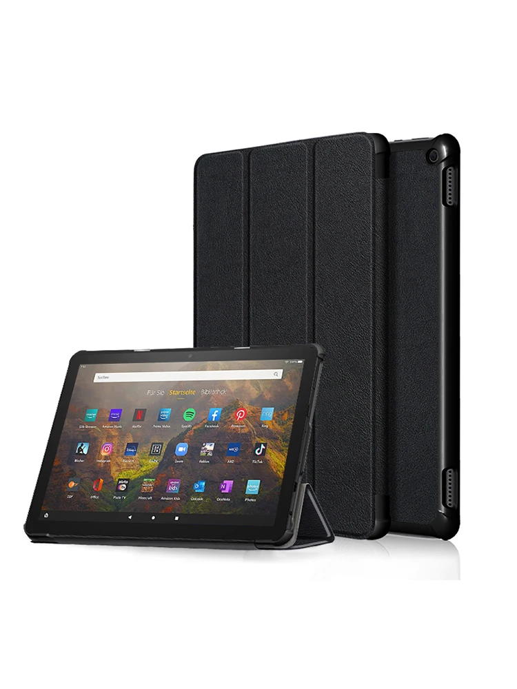 Smart Case For Amazon Kindle Fire HD 10 HD10 Plus 2021 10.1\'\' Tablet PU Leather Tri-folding Stand Cover T76N2B T76N2P Case