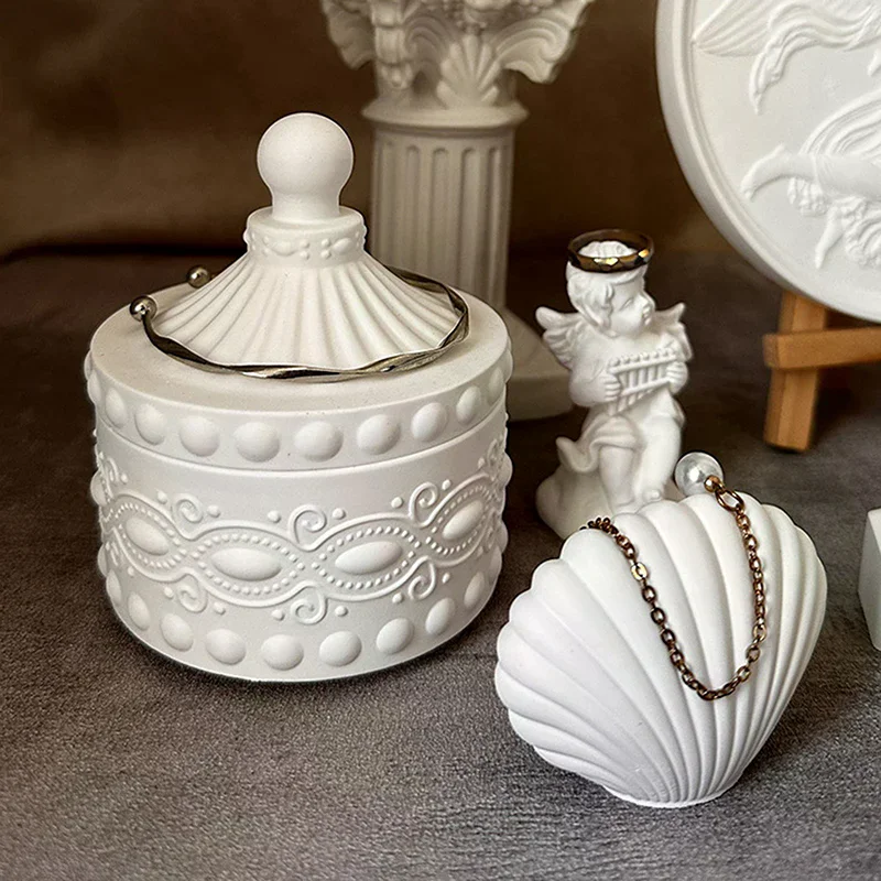 

1set Striped Candle Jar Silicone Mold - DIY Circular Stripe Storage Jewelry Box For Clay, Epoxy Resin, Plaster, Concrete