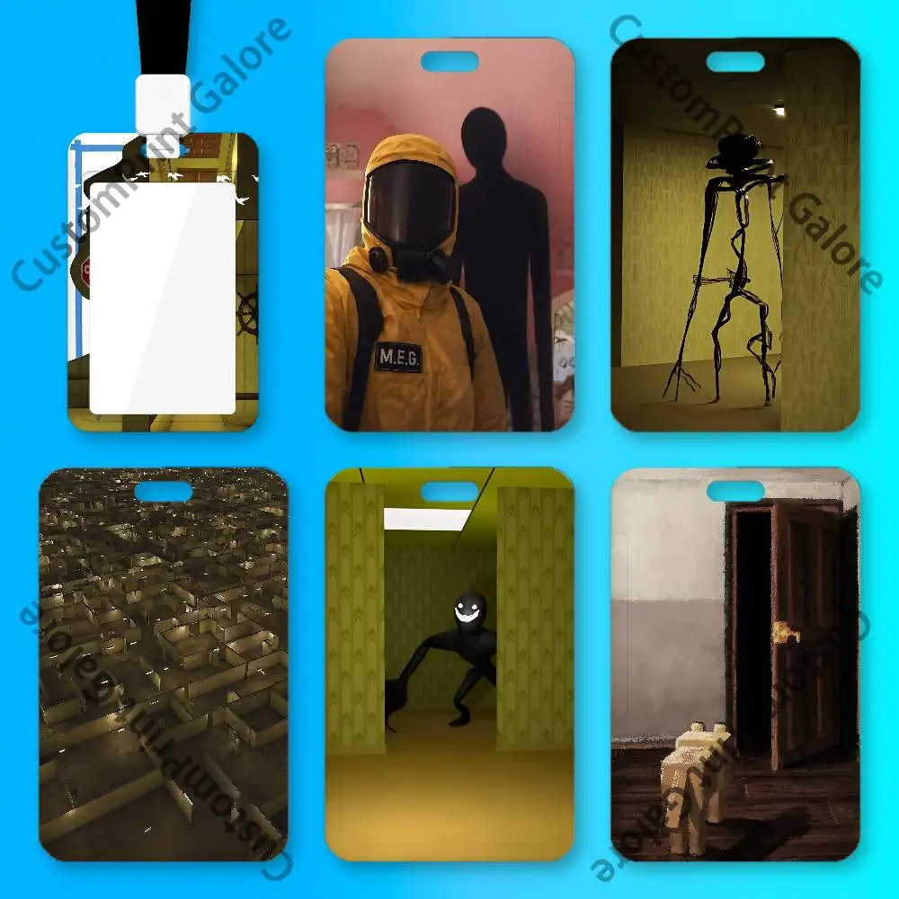 Game B-Backrooms Escape Together PVC ID Card Holder Badge Office Work Card Sleeve Anti-Scratch Case for Employee Cards